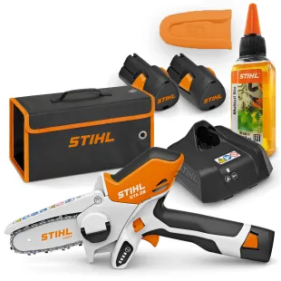 GTA 26 PLUS, 2x Akumulator + Ładowarka (10cm, 10,8V) Pilarka Akumulatorowa, Stihl